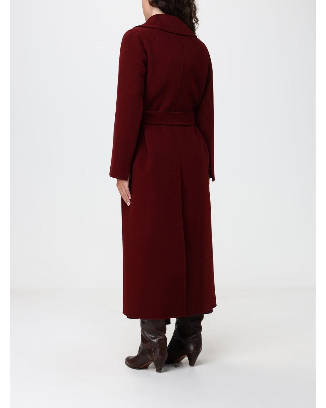 Max Mara Red Long Belted Robe Coat