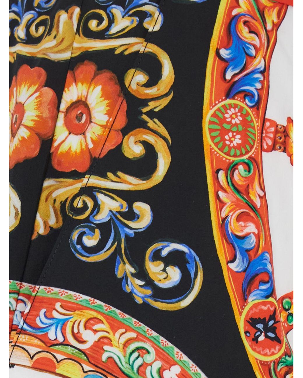 Dolce & Gabbana Black Dolce &Amp Gabbana High-Waisted Silk Shorts With Carretto Siciliano Print