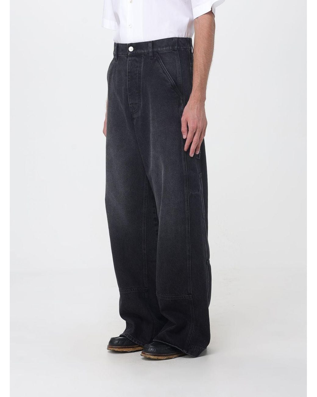 Marni Blue Mid-Rise Wide-Leg Cotton Denim Jeans With Button Fastening for men