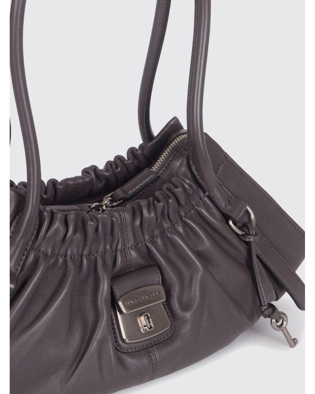 Marc Jacobs Gray The Cristina Leather Shoulder Bag With Double Handle And Padlock