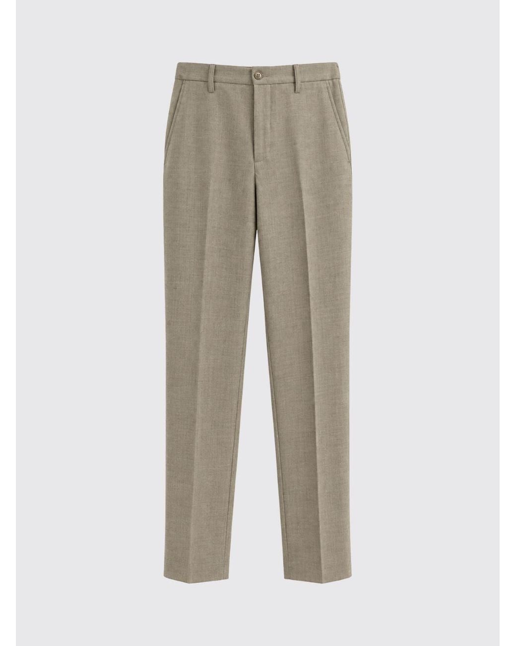 Seventy Natural Straight Cut Wool And Cotton Blend Chino Trousers With Pleats for men