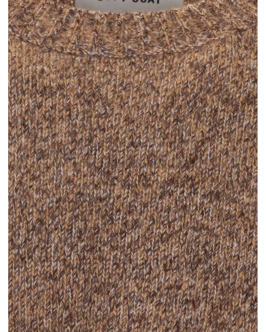 Soft Goat Blue Cashmere And Silk Blend Crewneck Jumper With Ribbed Trims for men