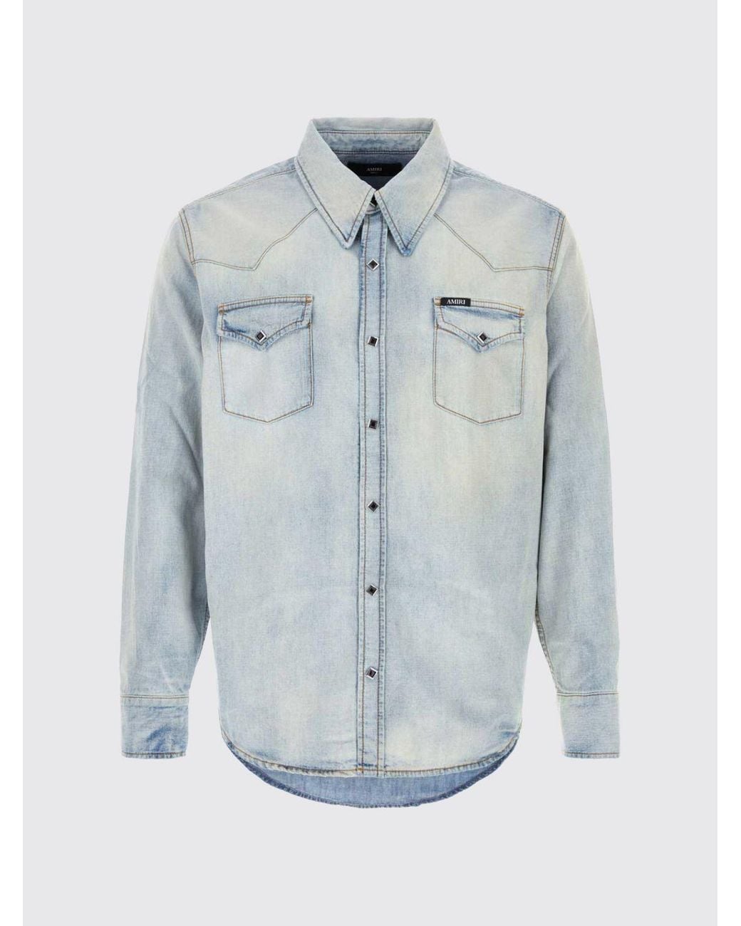 Amiri Gray Cotton Shirt With Patch Pockets And Button Closure for men