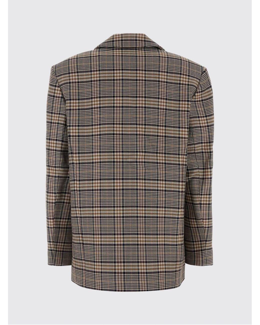 Anine Bing Brown Relaxed Fit Single-Breasted Tartan Viscose-Blend Blazer