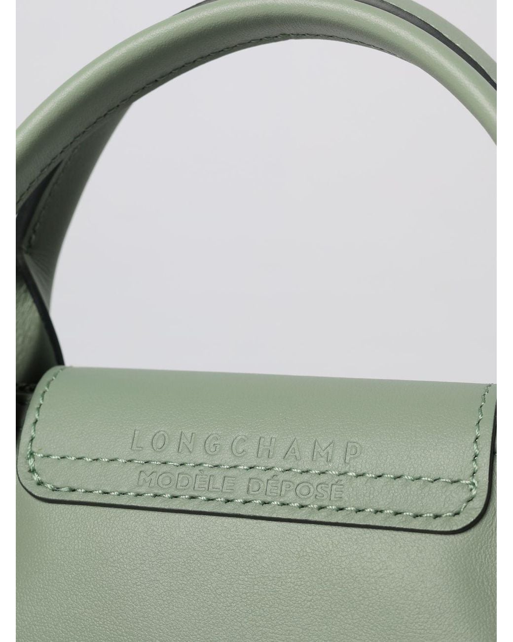 Longchamp Green Le Pliage Xtra Leather Handbag With Removable Strap