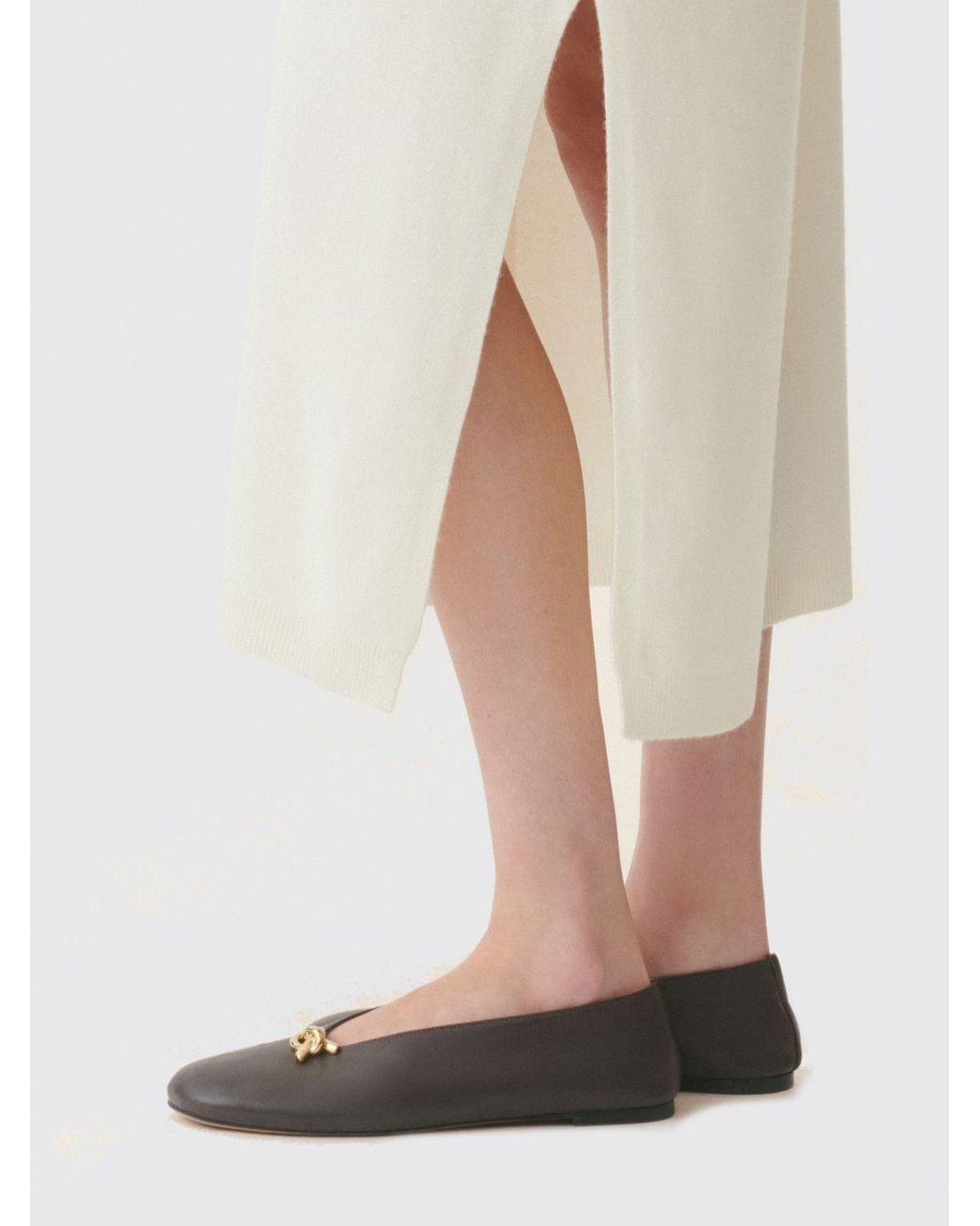 Fabiana Filippi White Wool And Cashmere Blend Midi Knit Dress With Waist Belt