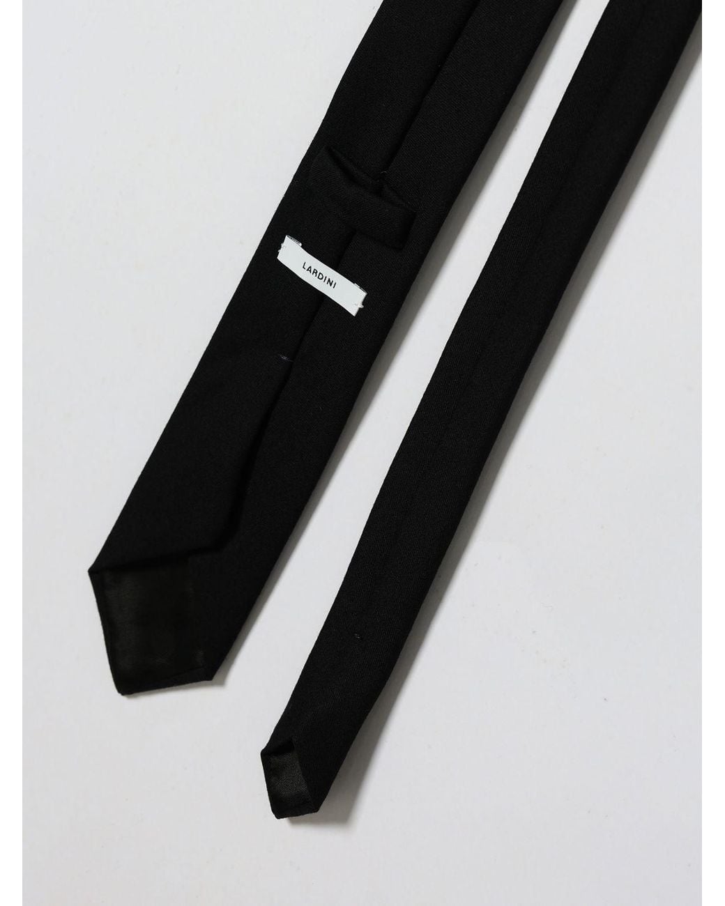 Lardini White Classic Virgin Wool Tie With Logo Loop for men