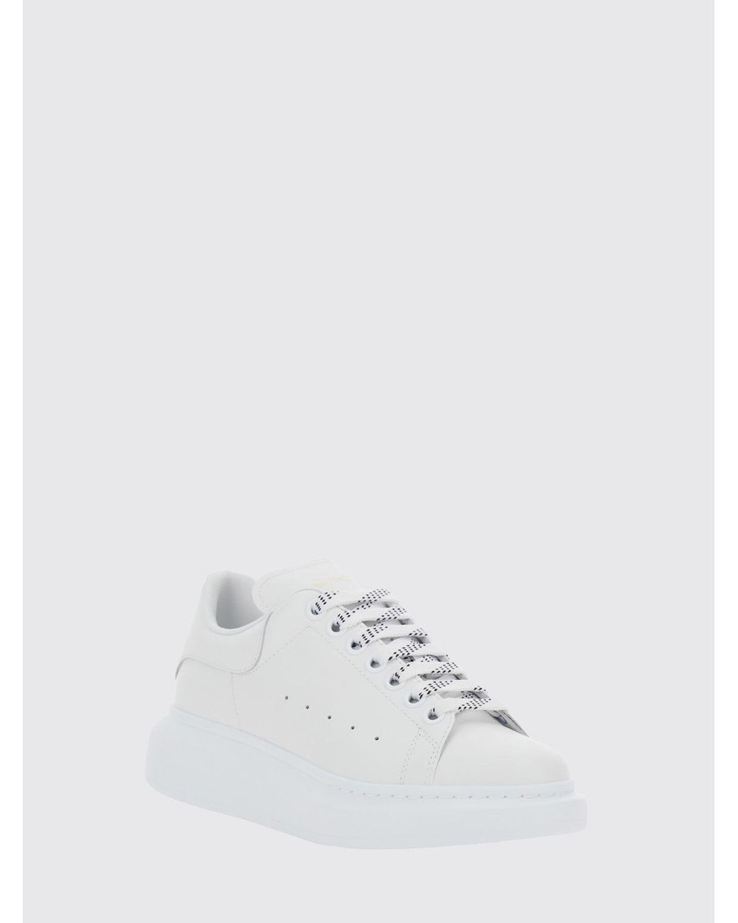 McQueen White Oversize Calf Leather Sneakers With Contrasting Heel And Laminated Logo