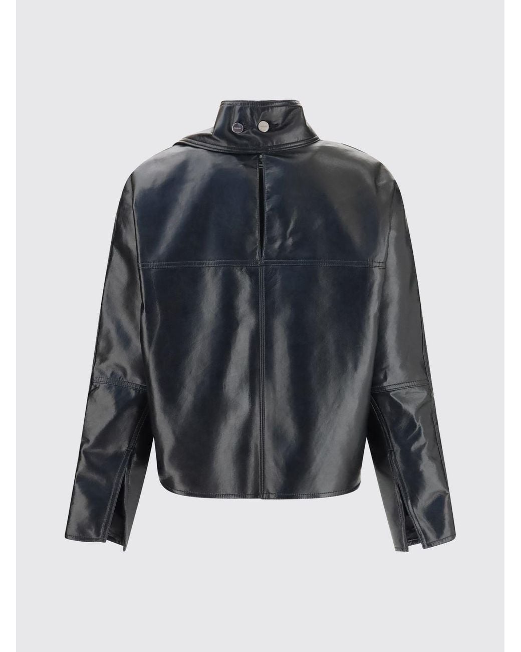 Agolde Black Recycled Leather Blouse With Pussy-Bow Collar And Long Sleeves