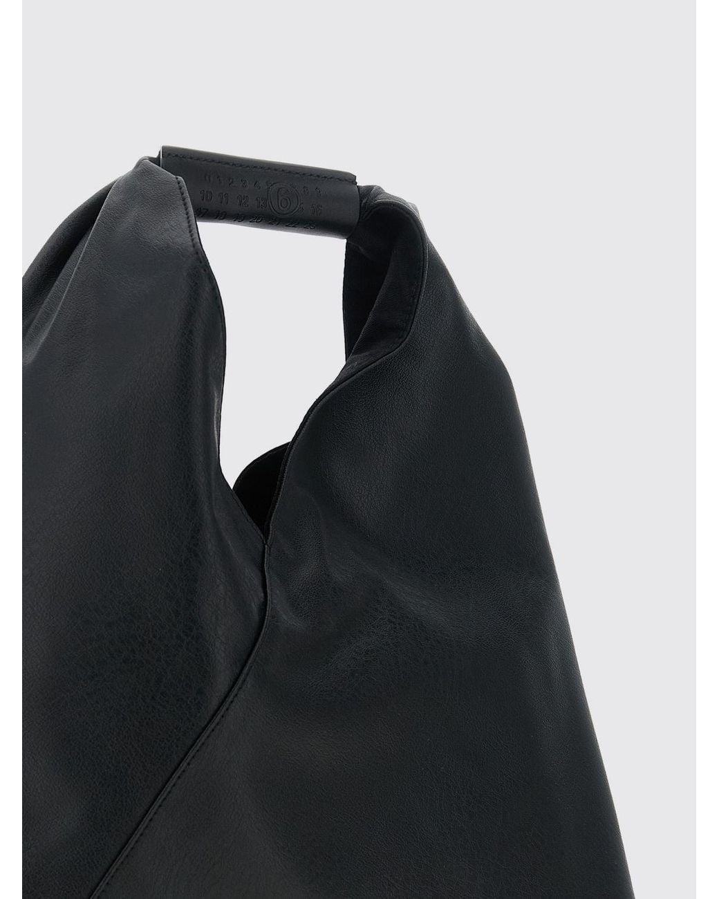 MM6 by Maison Margiela Black Japanese Faux-Leather Handbag With Iconic Stitching