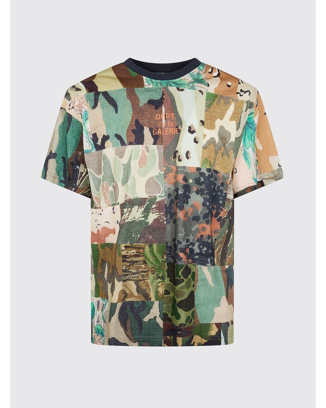 GALLERY DEPT. Brown Patchwork Cotton T-Shirt With Contrast Logo Print for men