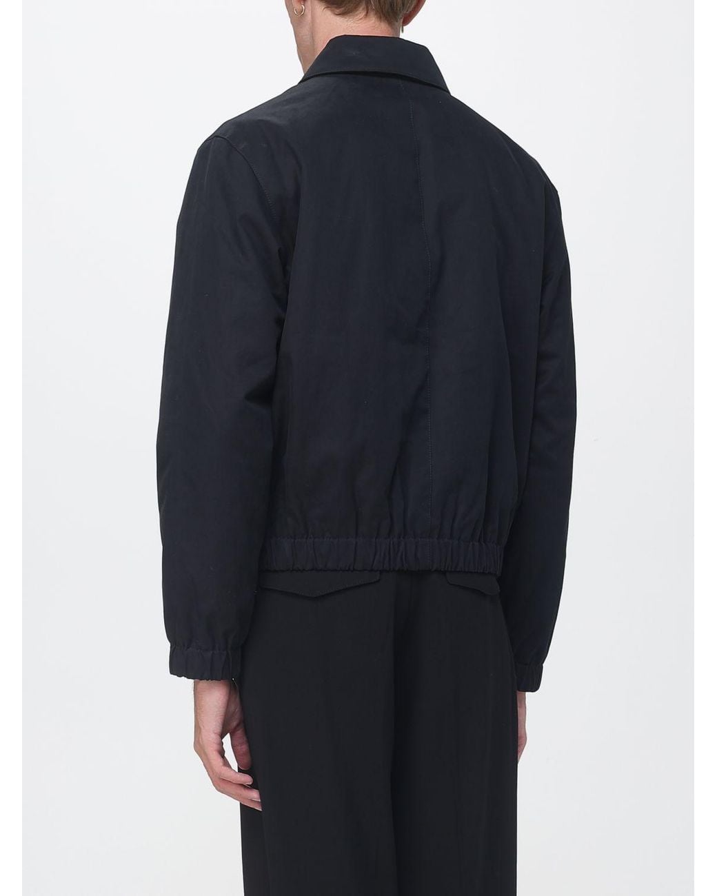 AMI Blue Cotton Bomber Jacket With Embroidered Logo And Zip Closure for men
