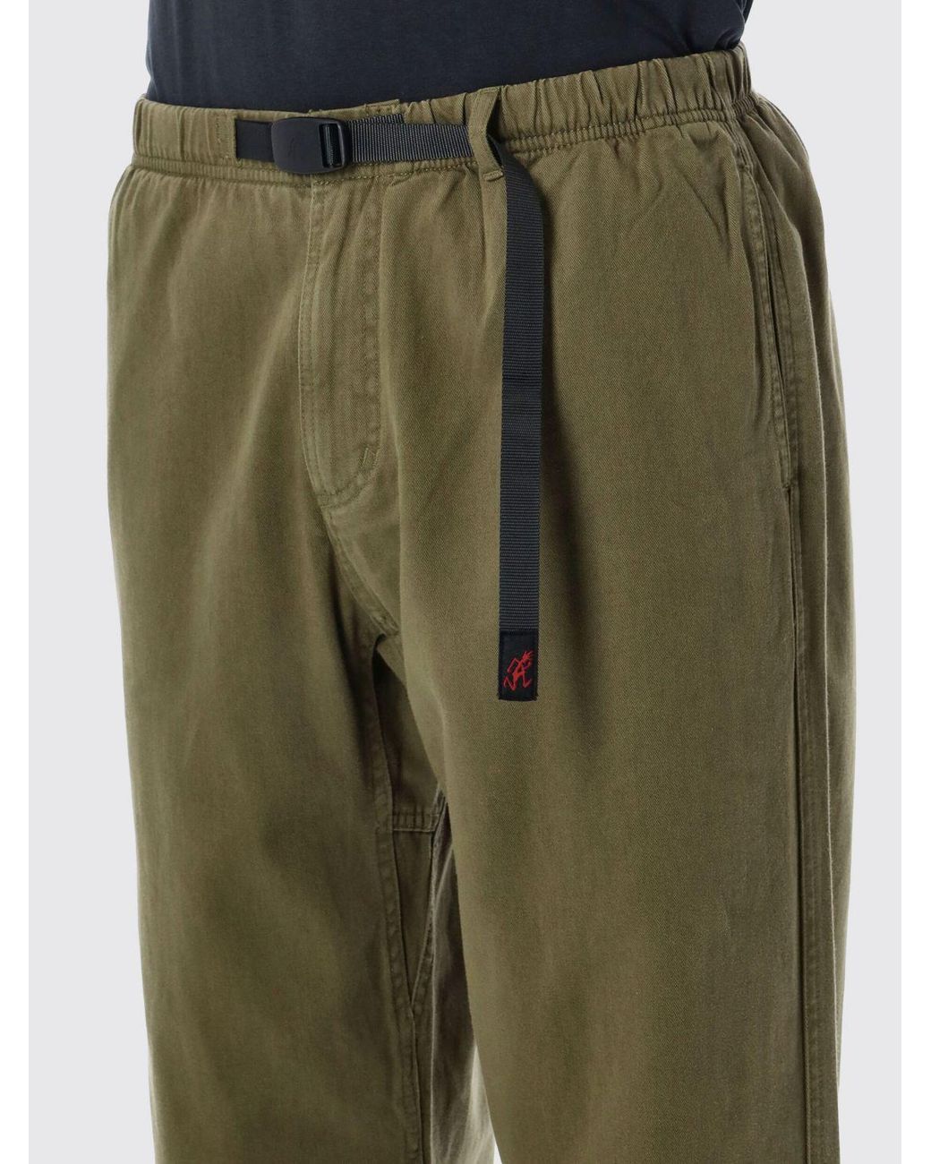 Gramicci Green Wide Leg Cotton Drawstring Trousers With America Pockets for men