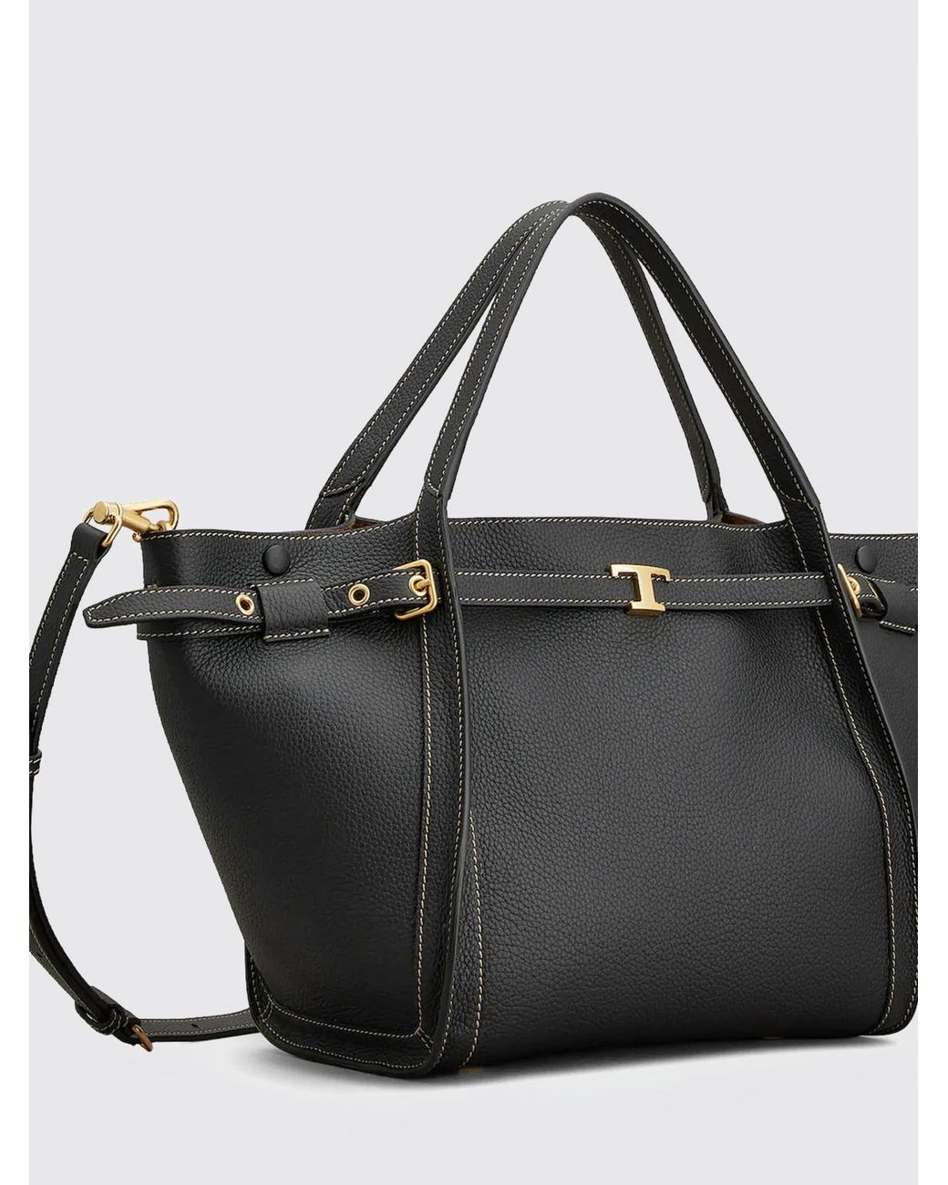 Tod's Black Small Leather Shopping Handbag