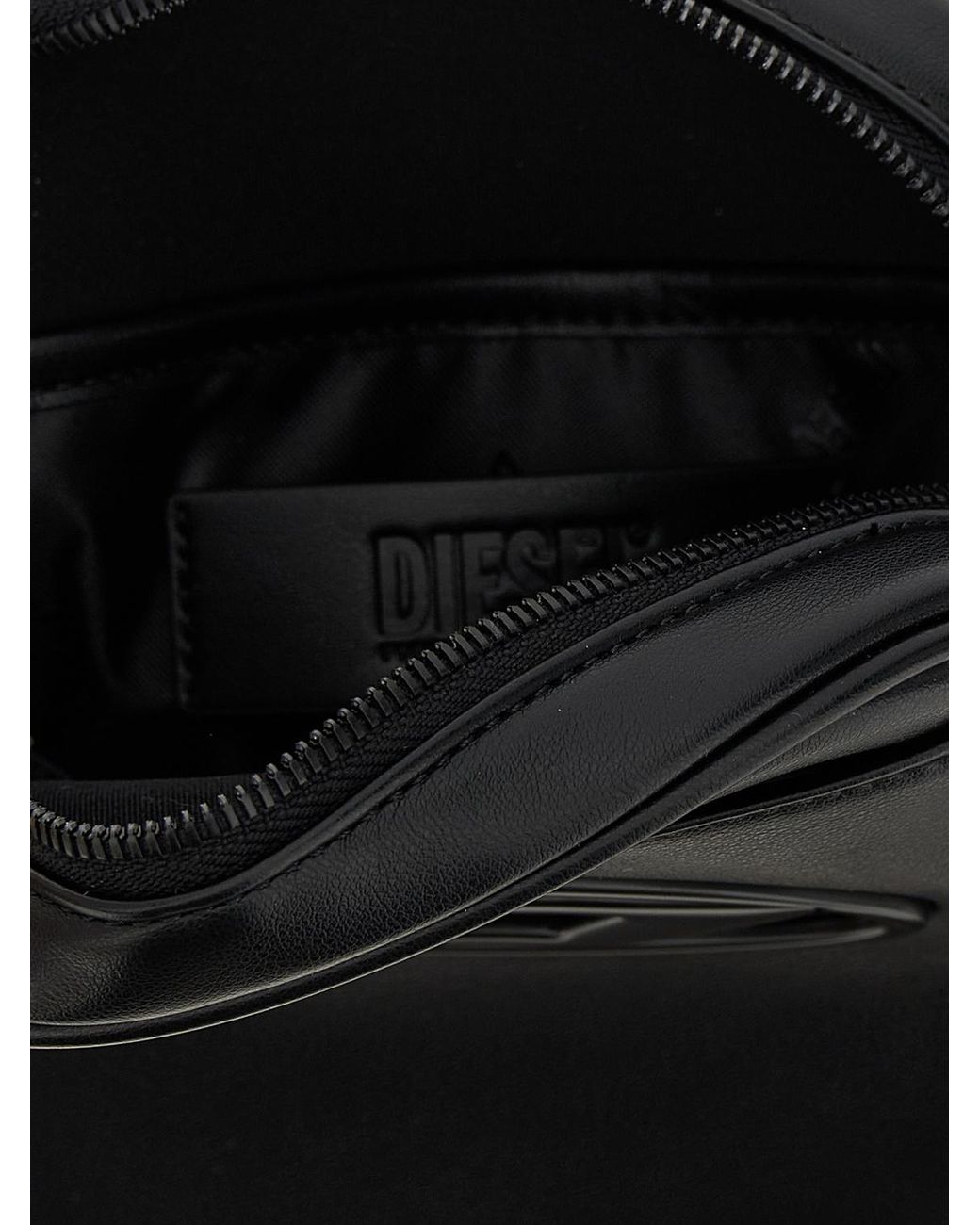 DIESEL Black Oval D Faux Leather Crossbody Bag
