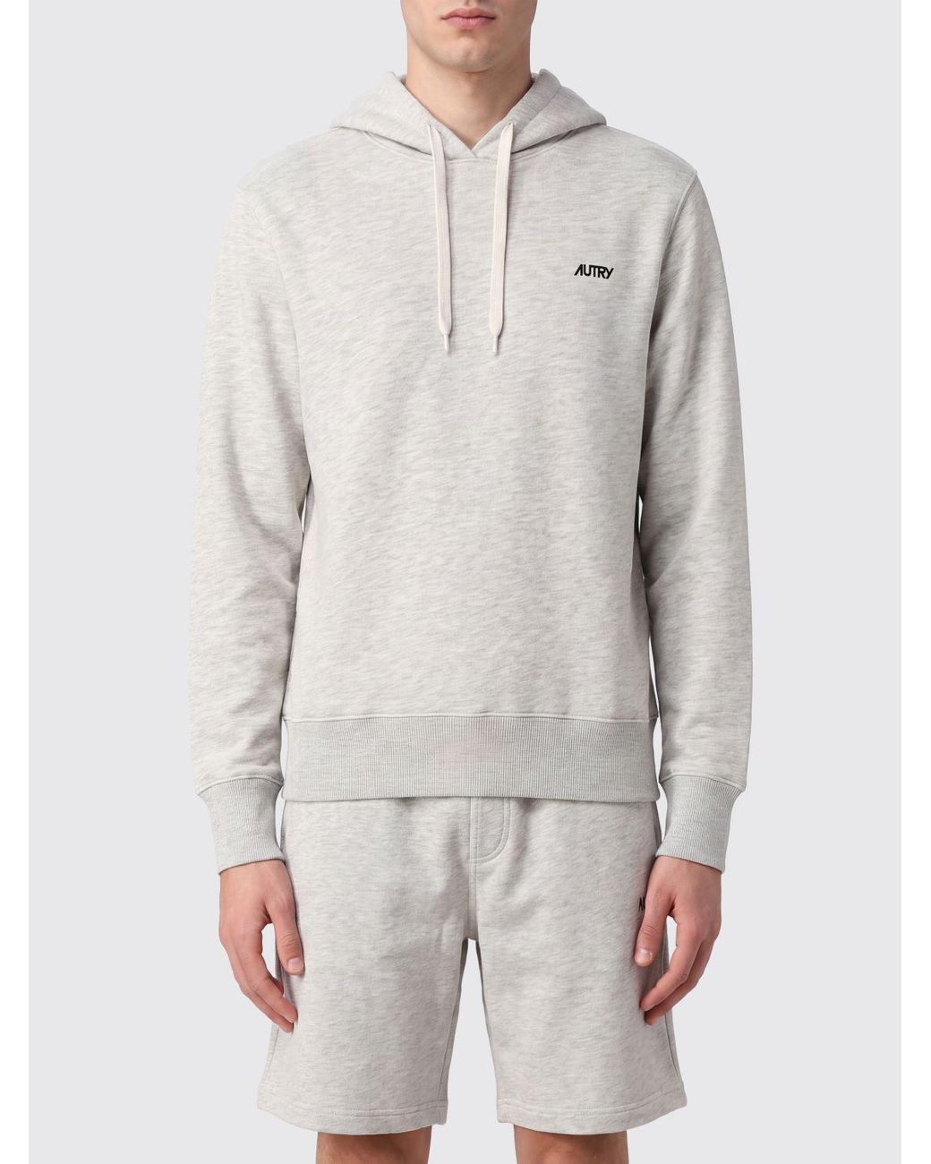 Autry Gray Cotton Hoodie With Contrasting Logo And Drawstring for men
