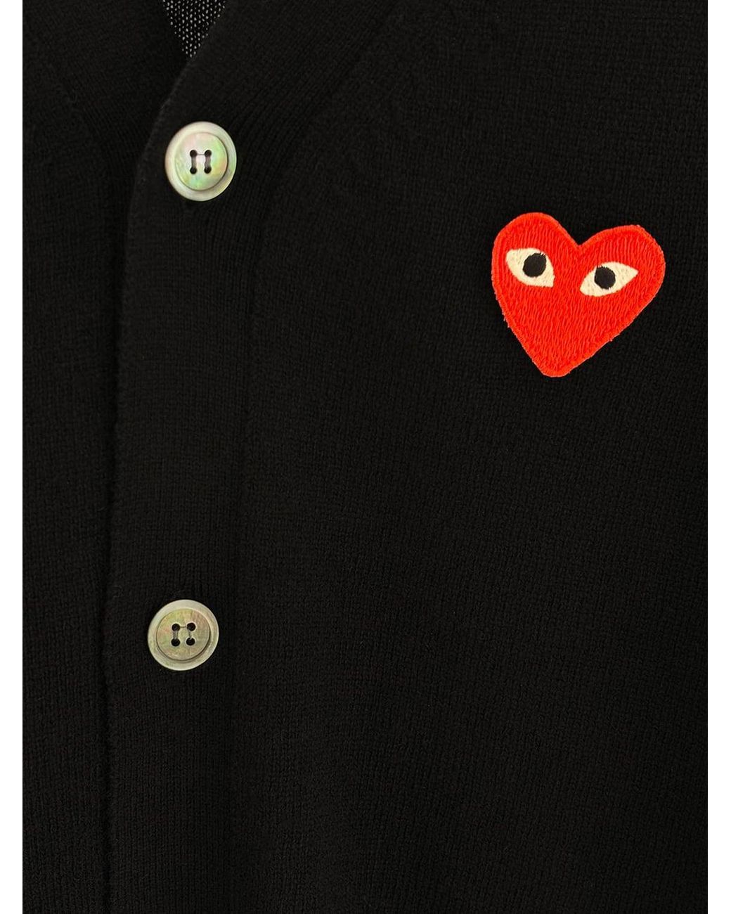 COMME DES GARÇONS PLAY Blue Comme Des GarÇ Ons Play V-Neck Wool Cardigan With An Embroidered Logo for men