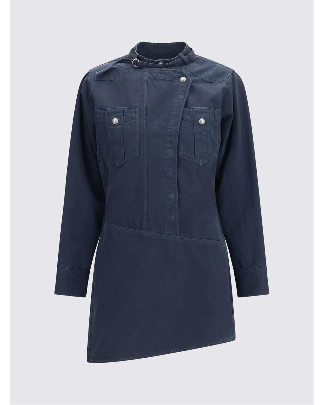 Isabel Marant Blue Cotton And Linen Chemisier Dress