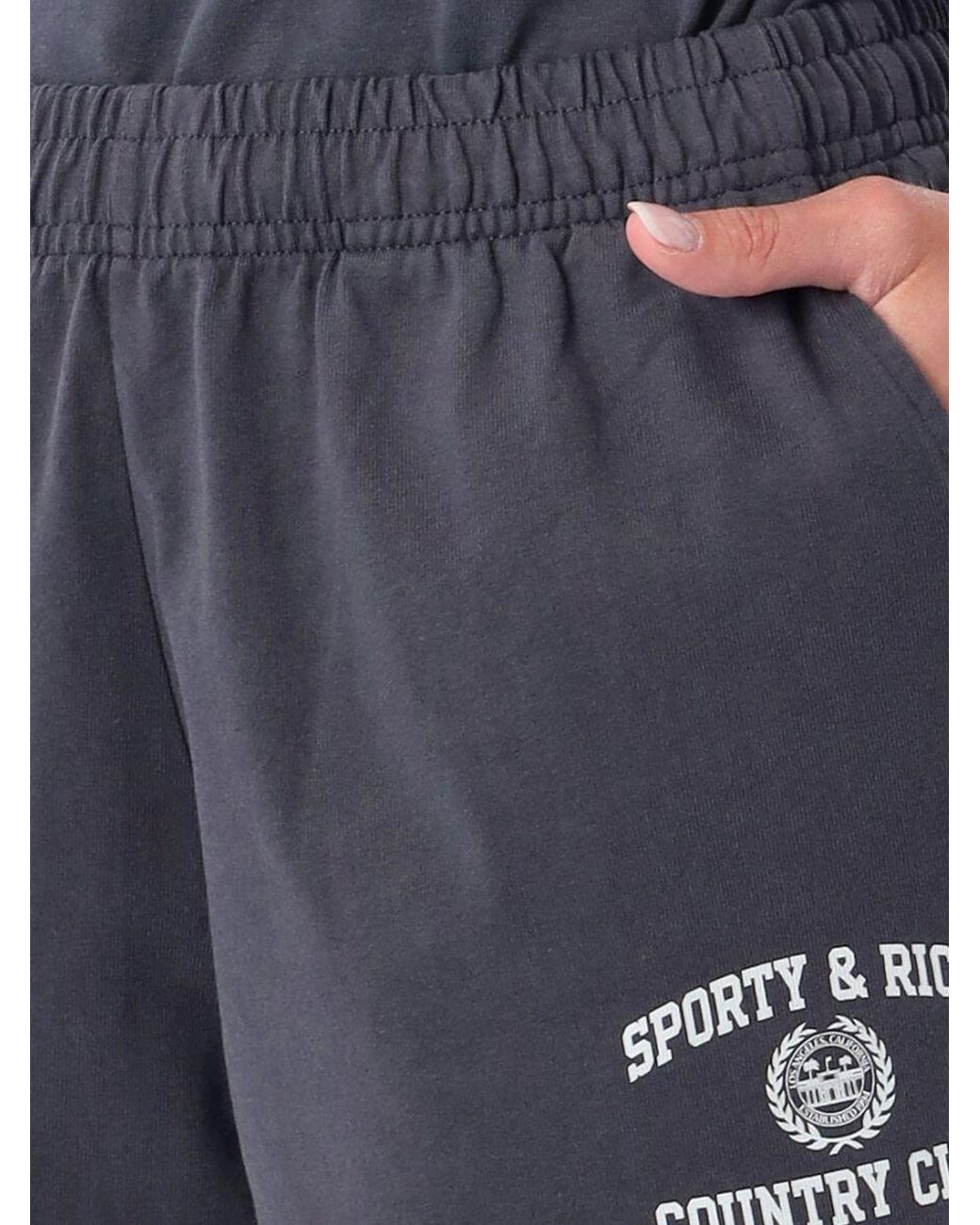 Sporty & Rich Blue Sporty &Amp Rich High-Waisted Cotton Shorts With Contrast Logo