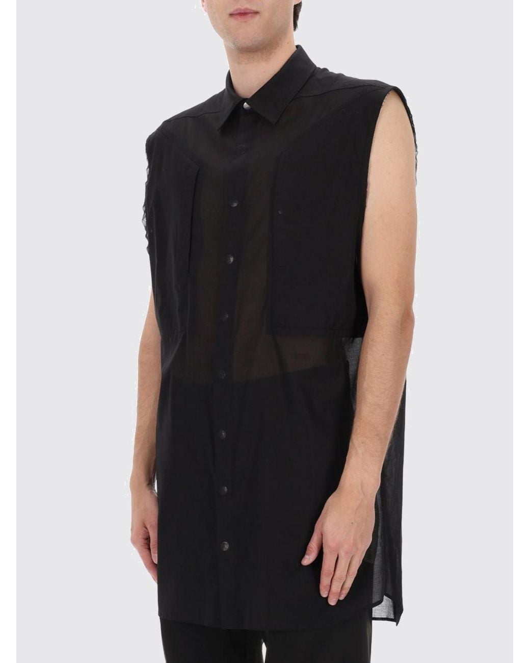 Rick Owens Black Sleeveless Cotton Shirt for men