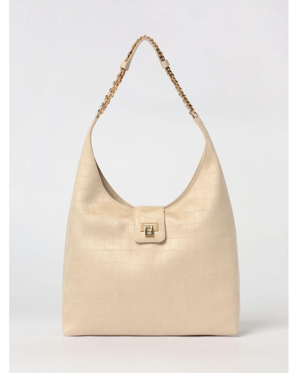 Elisabetta Franchi Natural Suede Hobo Shoulder Bag