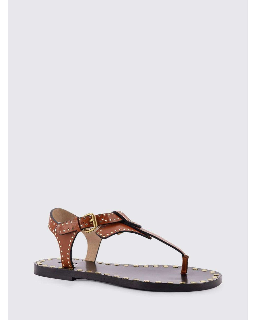 Isabel Marant Brown Joonya Leather Sandals With Micro Studs