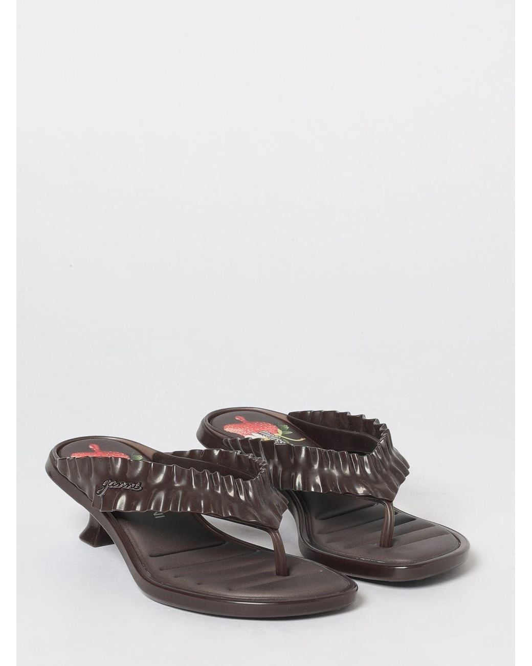 Melissa X Ganni Multicolor Ruched Pvc Thong Sandals With Low Heel