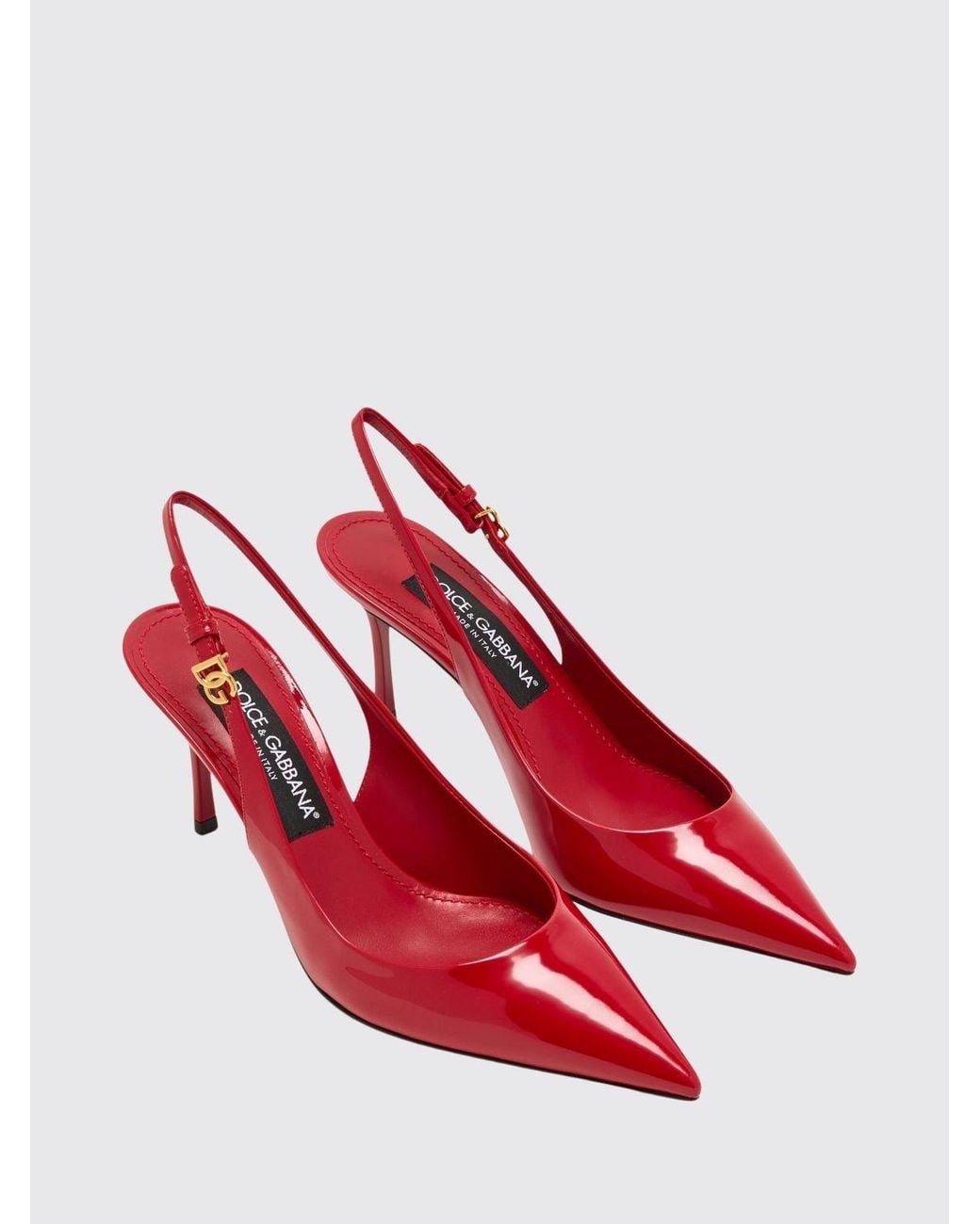 Dolce & Gabbana Red Dolce &Amp Gabbana Patent Leather Slingback Pumps With Dg Logo