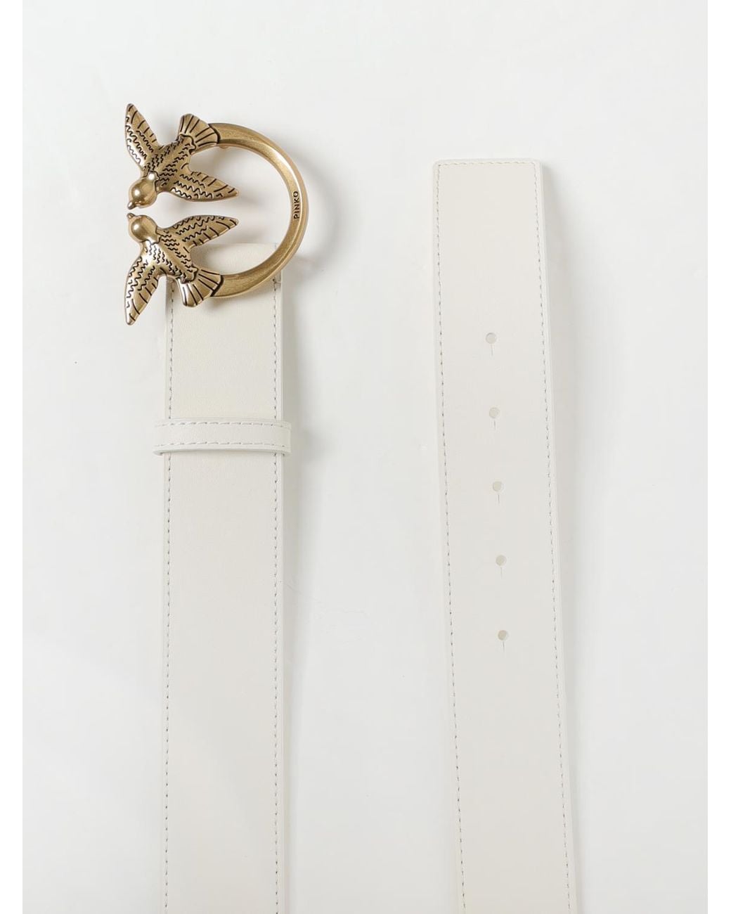 Pinko Natural Love Birds Leather Belt