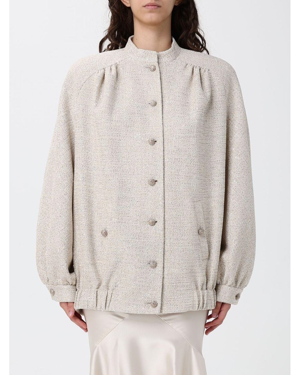 Alessandra Rich White Cotton Blend Bomber Jacket
