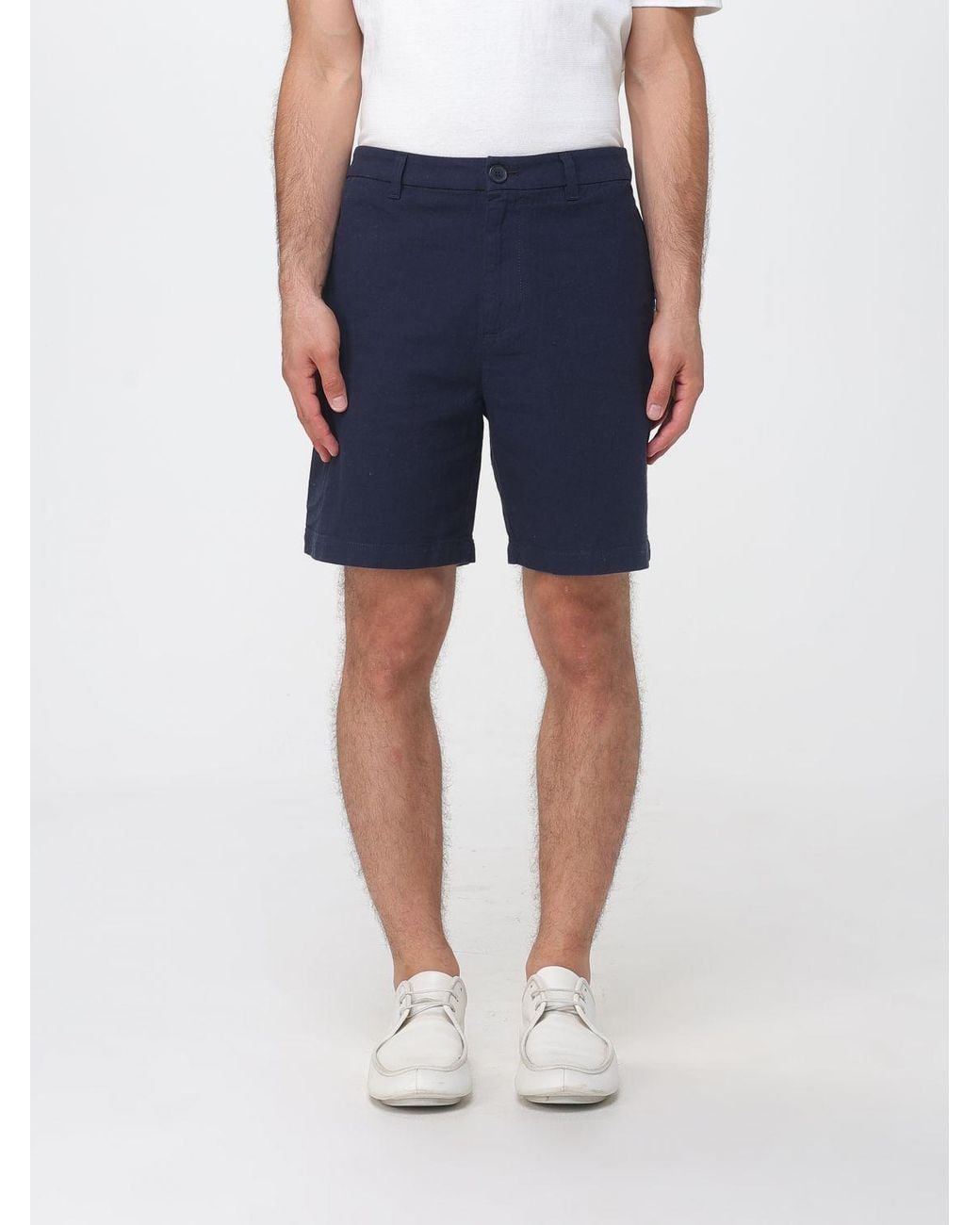ARMANI EXCHANGE Blue Linen Blend Chino Shorts for men