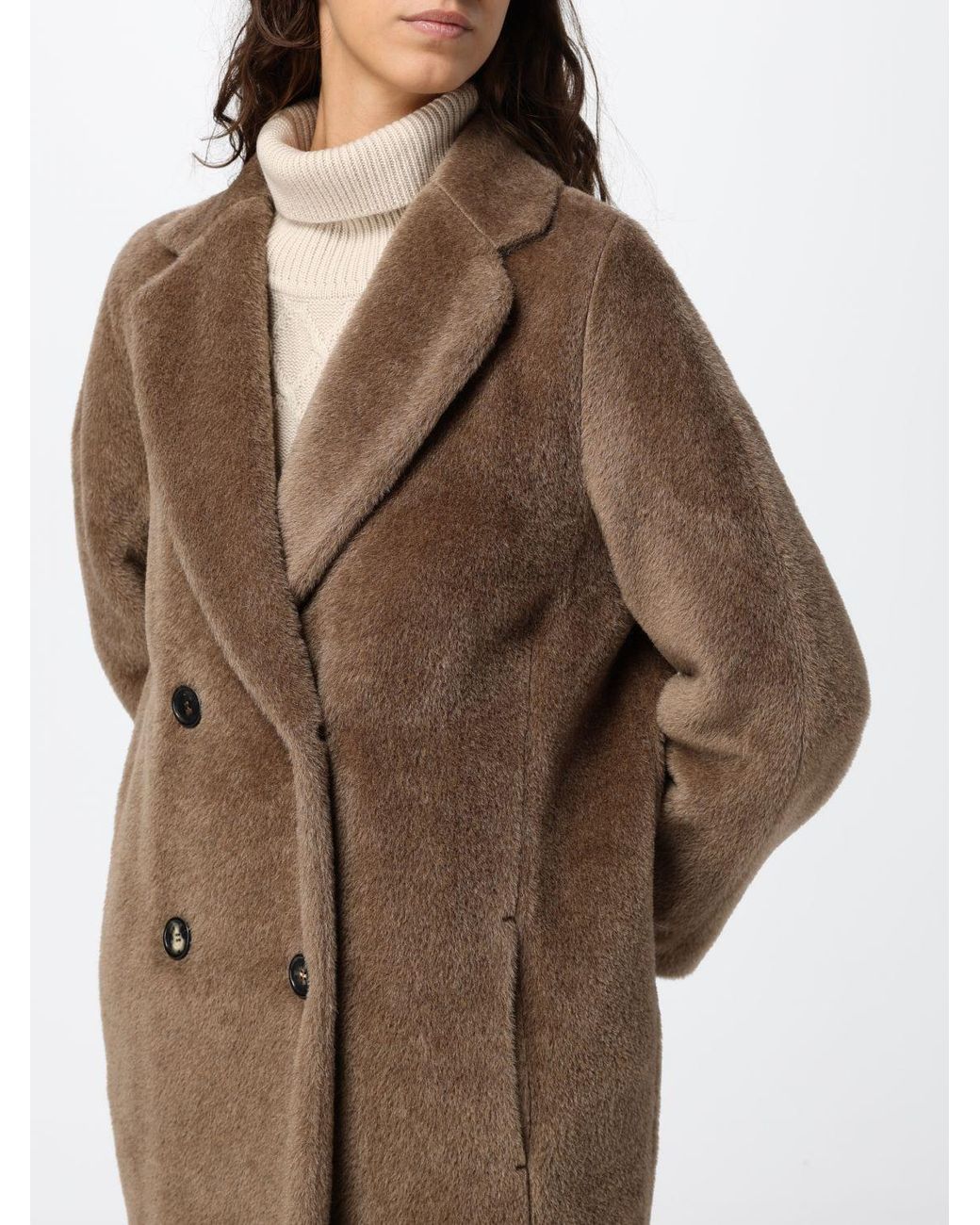 Max Mara Brown Knee-Length Double-Breasted Coat