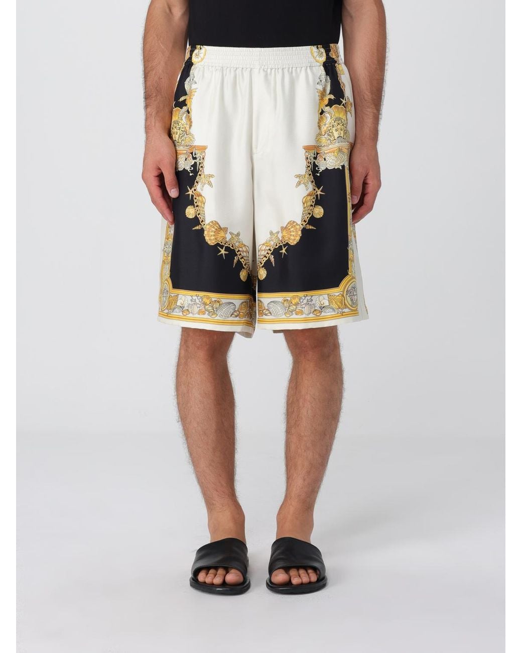 Versace Multicolor Coral Theatre Silk Shorts for men