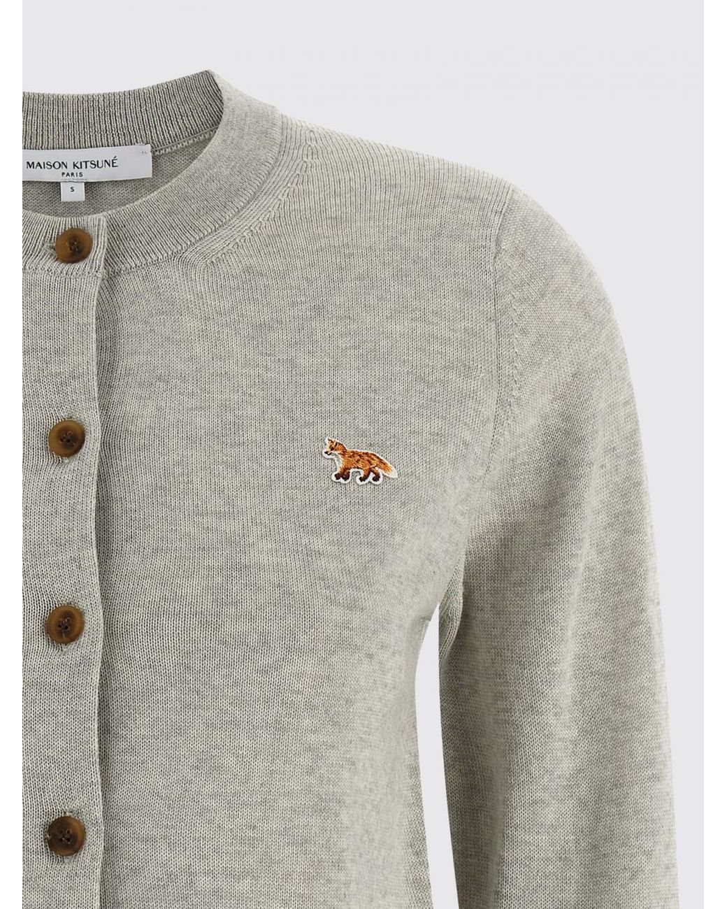 Maison Kitsuné Gray Maison KitsunÉ Crew Neck Cardigan