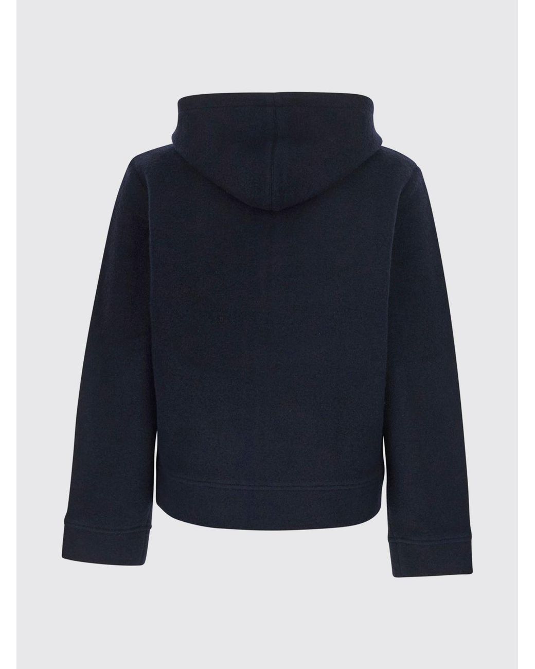 Emporio Armani Blue Hooded Wool And Cotton Blend Zip-Up Sweatshirt for men