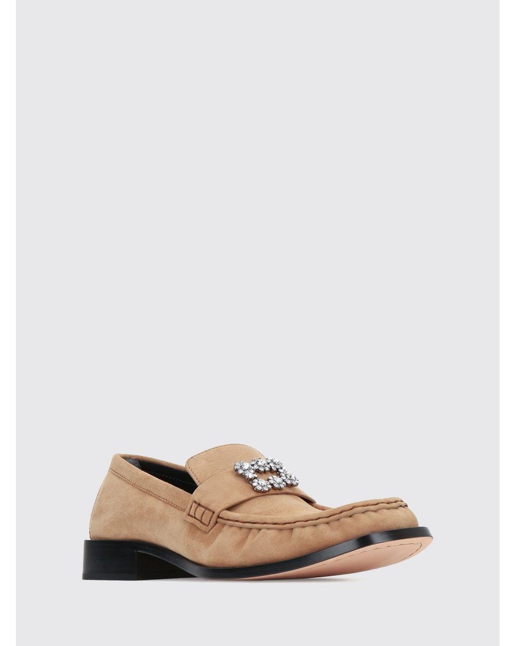 Roger Vivier Pink Viv' Rangers Suede Loafers With Jewelled Buckle