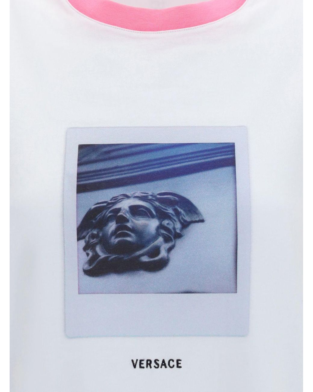 Versace White Medusa Graphic Print Cotton T-Shirt With Contrast Profiles