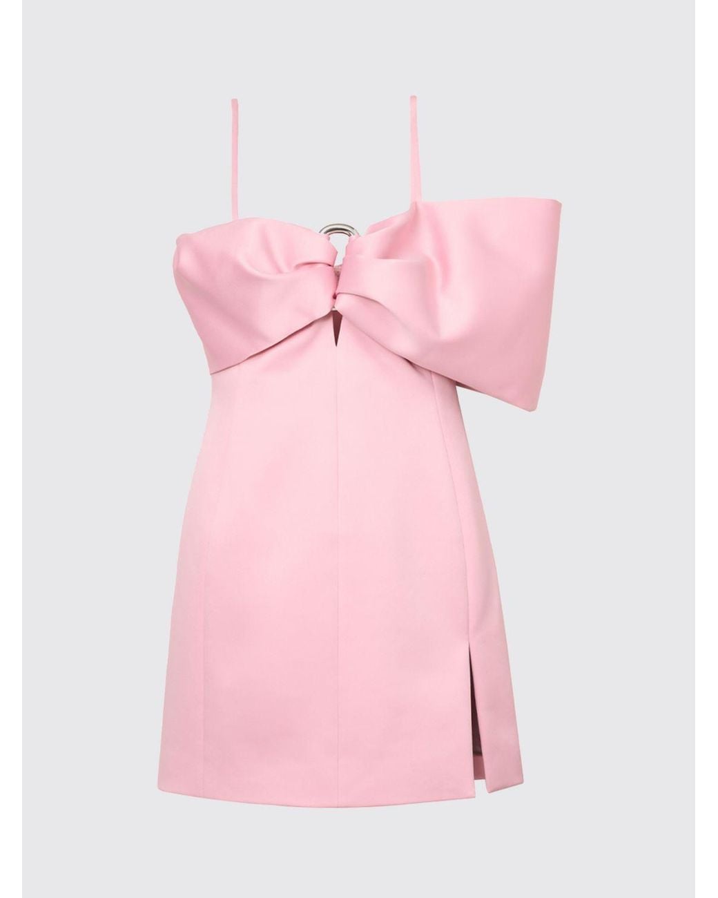 Marc Jacobs Pink One-Shoulder Satin Sheath Dress With Bow And Front Slit