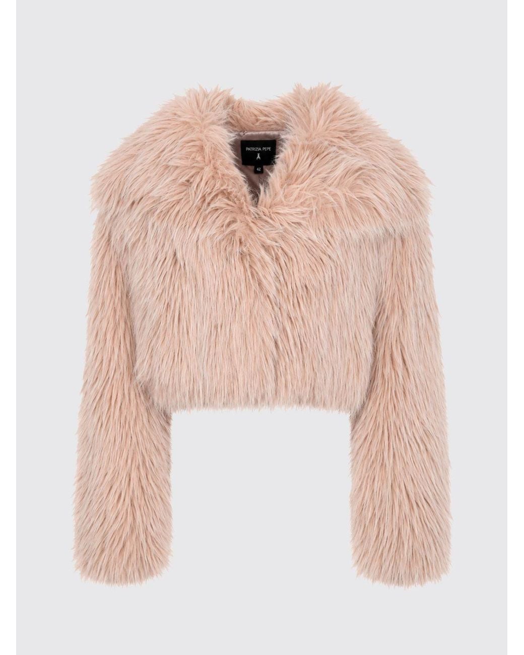 Patrizia Pepe Blue Cropped Faux Fur Jacket With Concealed Closure