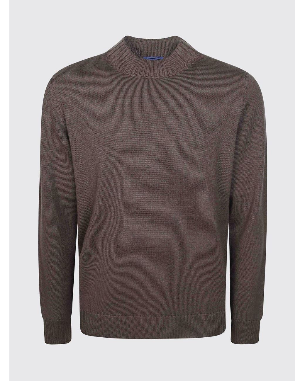 Drumohr Brown Pure Merino Wool Crewneck Jumper With Long Sleeves for men