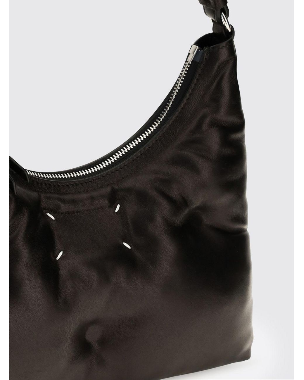 Maison Margiela Black Glam Slam Matelassé Leather Shoulder Bag With Numeric Logo