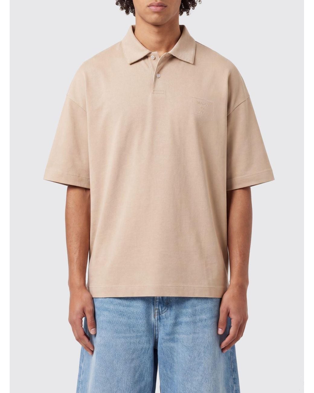 Vision Of Super Blue Short-Sleeved Cotton Polo Shirt With Two-Button Placket for men