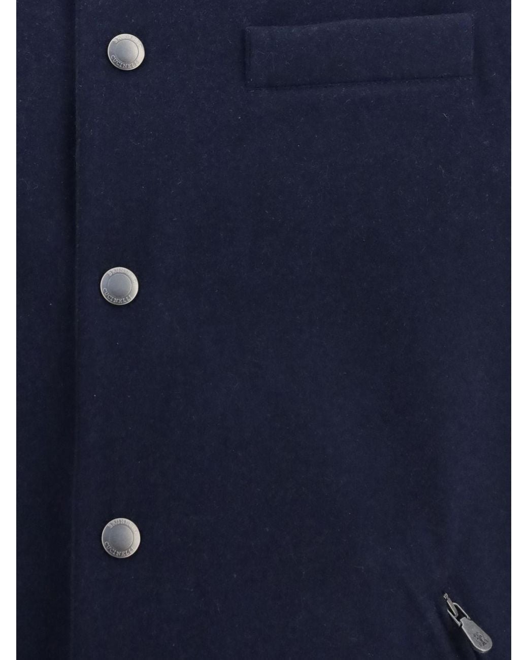 Brunello Cucinelli Blue Padded Wool Vest With Detachable Hood for men