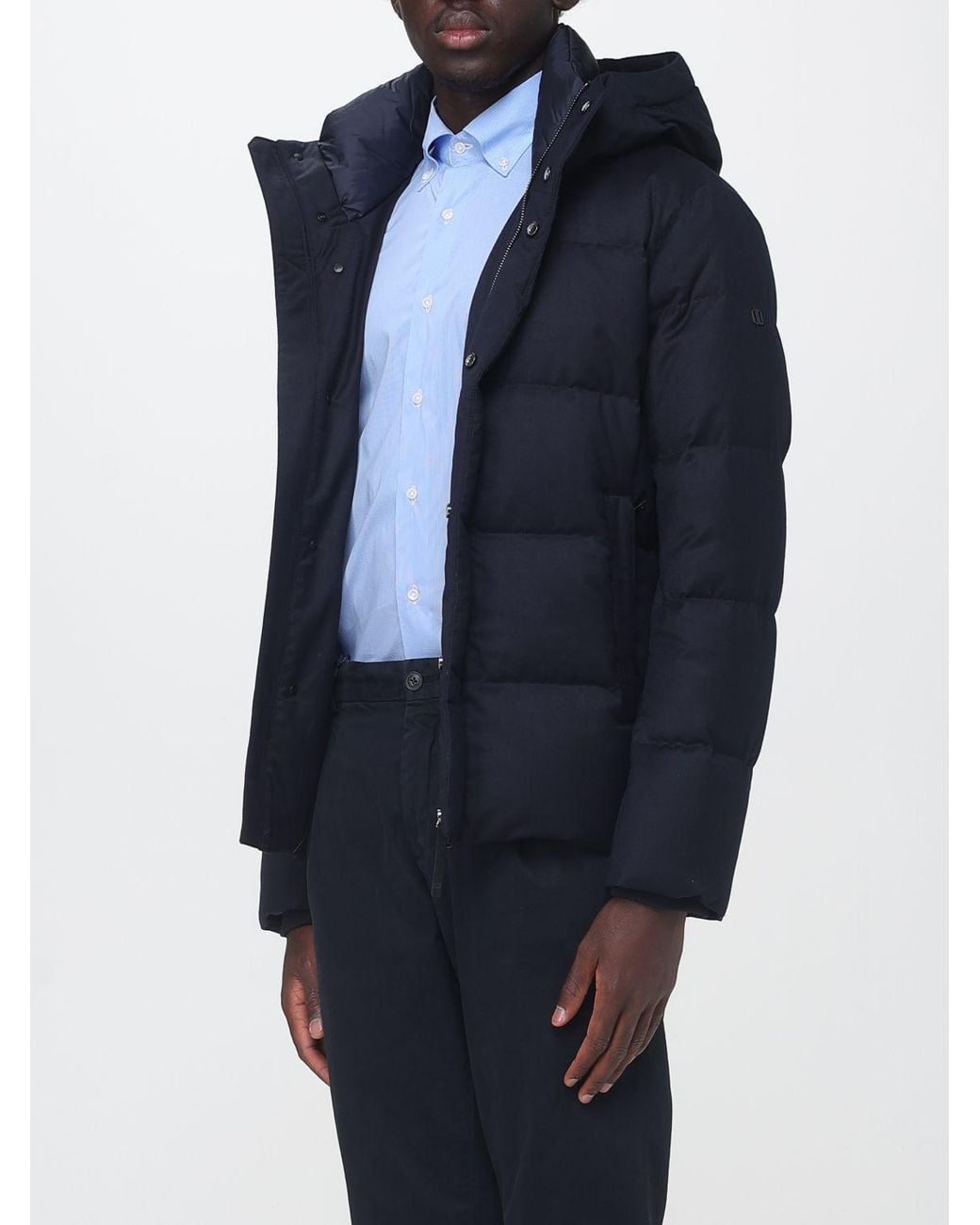 DUNO Blue Winsor Bolzano Short Quilted Hooded Puffer Jacket for men