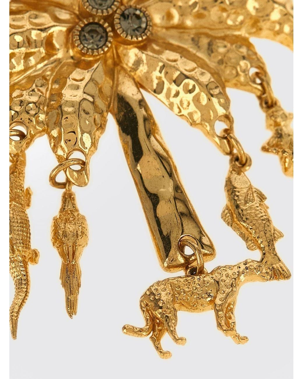 Jacquemus White The Palmier-Tone Brass Earrings With Charms And Crystals