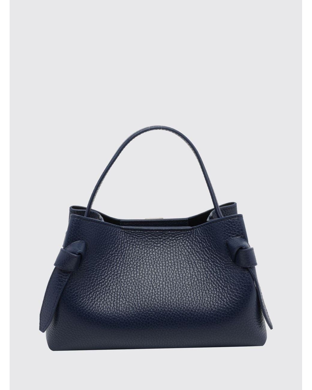 Yuzefi Blue Gyoza Grained Calfskin Leather Mini Bag With Shoulder Strap