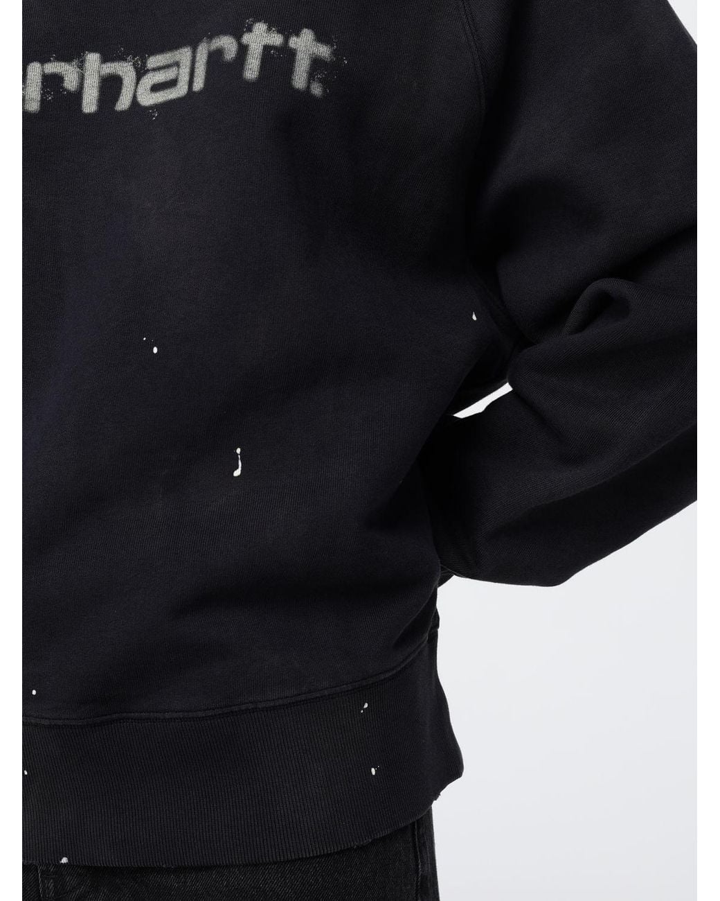 Carhartt Blue Cotton Crewneck Sweatshirt With Contrast Logo And Dropped Shoulders