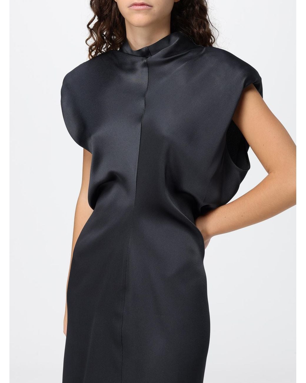 FEDERICA TOSI Blue Sleeveless High Neck Viscose Blend Sheath Mini Dress