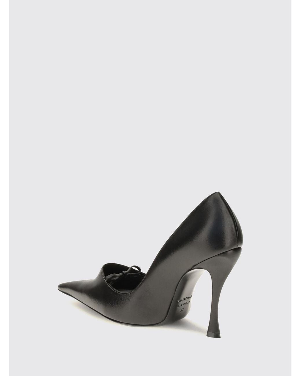 Balenciaga Black Bloom High-Heeled Lambskin Pumps With Decorative Bow