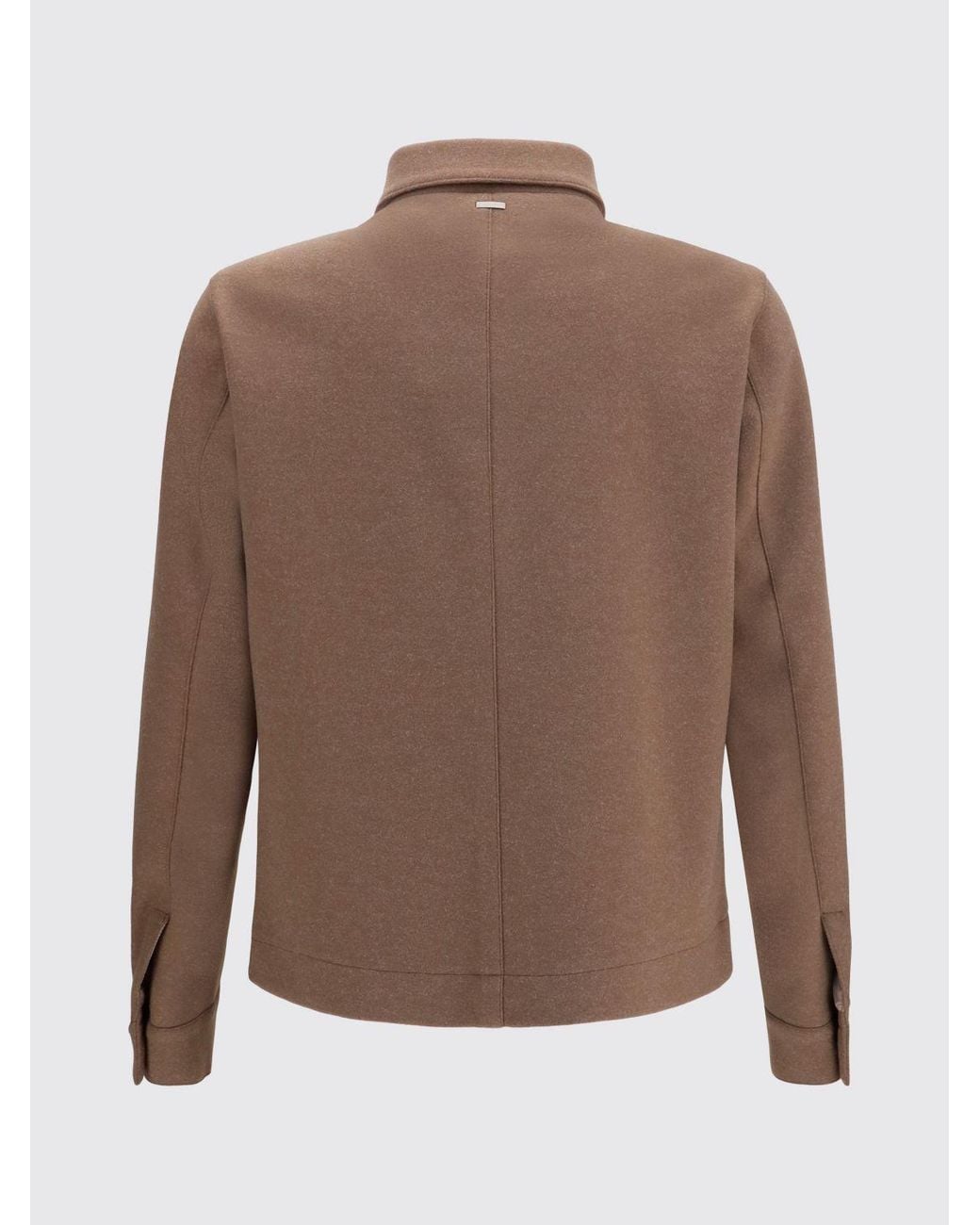 Herno Brown Viscose Blend Shirt Jacket With Classic Collar And Pockets for men